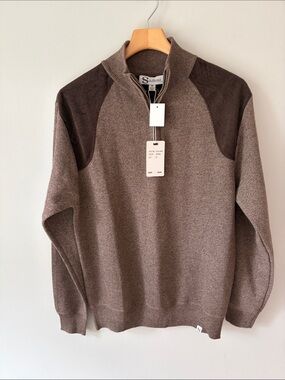 Silversilk Men's 1/4 Zip Brown Microfiber Sweater NWT Size M